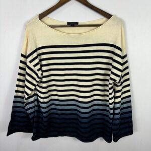 J.Crew M Cotton Ombre Stripe Sweater Coastal Chic Preppy Quiet Luxury Old Money